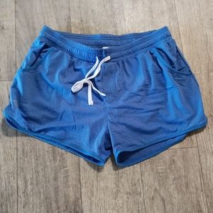 Women Athletic Joggers Shorts mesh lined interior tie elastic stretch waist